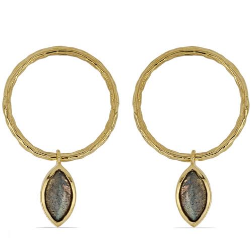 BUY NATURAL LABRADORITE SINGLE STONE FASHION EARRINGS